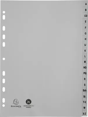 Produktbild von Exacompta 25x Register A4 RC-PP grau 120µ A-Z (inkl. Sch St) 20 Pos Grau 1720B