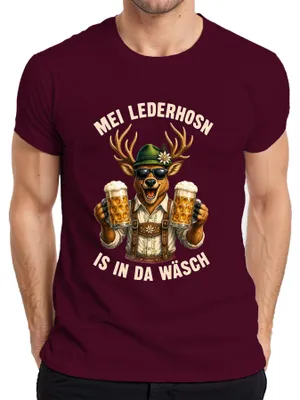 Obrázok produktu pre Mei Lederhosn – pánske tričko s motívom pivárstva, štýl "Trachtenshirt", farba bordová, veľkosť XL