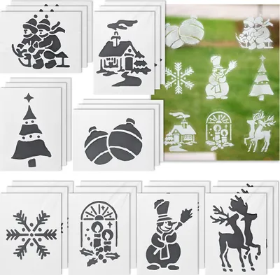 Produktbild von com-four® 24x Weihnachts-Schablonen für Schneespray – Papier-Schablone