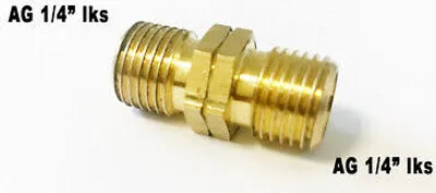 A brass adapter fitting on a white background.