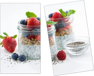 Produktbild von Spritzschutz Herdabdeckplatte Schneidebrett aus Glas Frühstück im Glas 2-Teilig (60x52cm)