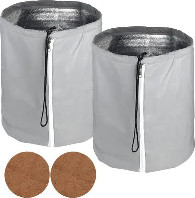 Produktbild von Pflanzenschutzsack 70 x 65 cm, 2 Stück, Reißverschluss und Kordelzug, Kokosfaser, für Garten