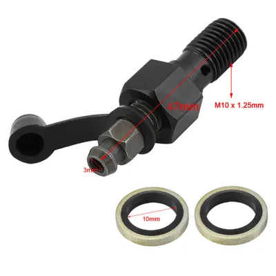 Produktbild von Odvzdušňovací nipl motocyklových brzdových třmenů M10 x 1,25 mm s krytkou, vyrobený z vysoce kvalitního hliníku (černý)