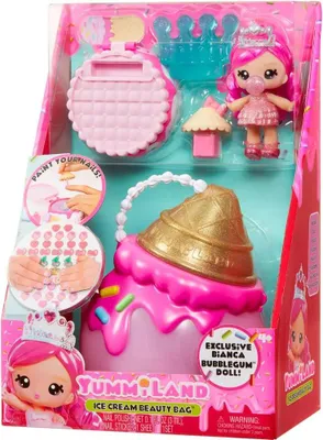 Produktbild von MGA Entertainment Yummiland Beauty Bag Playset + Lip Gloss Doll - Ice Cream Beauty Bag, Mini-Puppe, Weiblich, 4 Jahr(e), Junge/Mädchen, Mehrfarbig