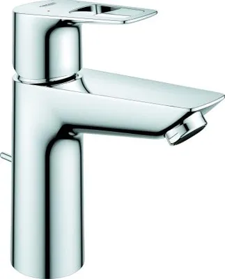 Produktbild von GROHE Einhand-Waschtischbatterie BauLoop 23885_1, M-Size, Einlochmontage, mit Temperaturbegrenzer, GROHE LowFlow 3,5 l/min Mousseur, Zugstangen-Ablaufgarnitur aus Kunststoff 1 1/4'', chrom