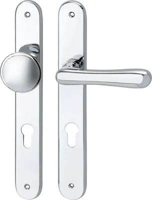 Produktbild von Türbeschlag Elegant 22 Wechselgarnitur | Türgriff für Haustür auf Langschild PZ 88 | Messing verchromt