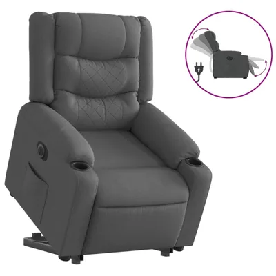 Produktbild von vidaXL Relaxsessel mit Aufstehhilfe Elektrisch Dunkelgrau Stoff