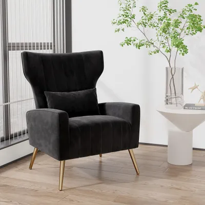 Immagine prodotto di Poltrona - Sedia - Poltrona da relax - Poltrona reclinabile - Poltrona nera - Gambe in metallo dorato - Struttura in metallo robusta