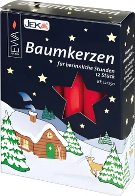 Produktbild von Baumkerzen 12 Stück, rot 15 x 125mm