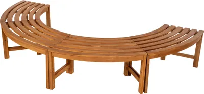Produktbild von Baumbank RISEN - Holz Teak 250x125x45 cm | Halbrunde Sitzbank Ohne Lehne Baumbank Gartenbank Für Baum