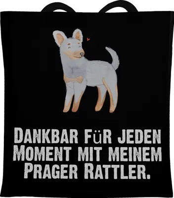 Produktbild von Mr. & Mrs. Panda Tote Bag Prager Rattler Moment - Schwarz - Geschenk, Büchertasche, Tasche, Beutel, Tragetasche, Pincher, Jutebeutel, Laptoptasche