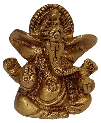 Ganesha-Standbild aus Messing, 3,8 cm, gold, traditionell