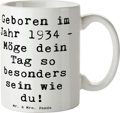 Produktbild von Mr. & Mrs. Panda Pott Spruch 1934 Geburtstag - Weiß - Geschenk, Geboren im Jahr, Becher, Alter, Teetasse, Kaffeebecher, Jahrgang, Happy Birthday, Tasse, feiern