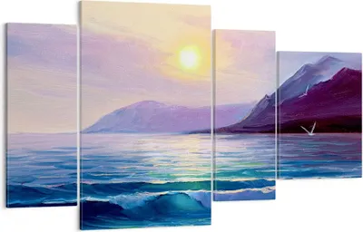 Produktbild von Bild auf Leinwand - Leinwandbild - Berge Meer Welle - 120x70cm - Wand Bild - Wanddeko - Wandbilder - Leinwanddruck - Bilder - Kunstdruck - Wanddekoration - Leinwand bilder - Wandkunst - DL120x70-3952