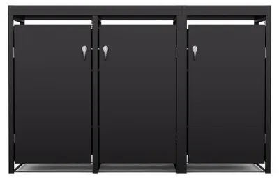 Produktbild von Blumfeldt Elegante 3er-Mülltonnenbox für 60/120/240 L Behälter, praktische Öffnung von oben & vorne, Sicherheit mit Schloss & Schlüssel, ideal für saubere & ordentliche Mülltonnenbereiche
