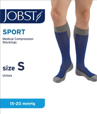 Produktbild von JOBST Sport Laufstrümpfe - Sportkompression für Damen und Herren - hilft, die Durchblutung zu verbessern - weich, leicht und atmungsaktiv, Königsblau
