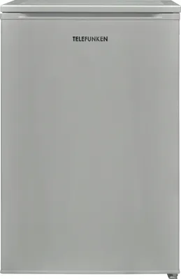 A front view of a gray Telefunken refrigerator.