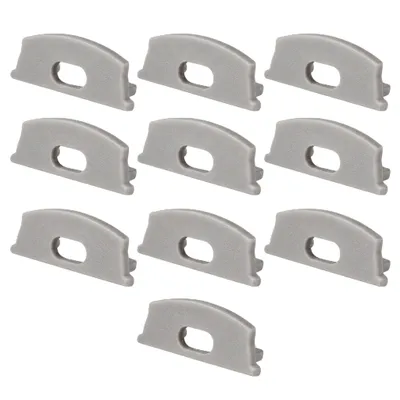 Produktbild von MasterLED 10er Set Endkappen für flexible LED Alu-Profile Grau mit Kabeldurchlass
