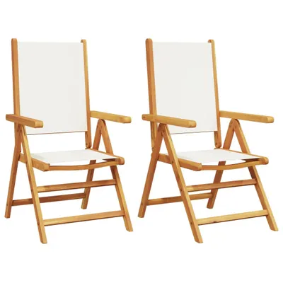 Produktbild von Gartenstühle 2 Stk. Cremeweiß Massivholz Akazie & Stoff