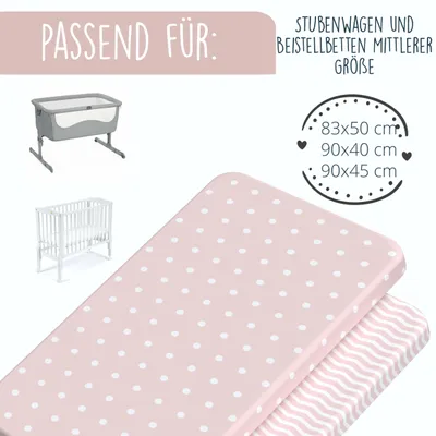 Immagine prodotto di Set di 2 lenzuola per culla, 90 x 40 cm, in cotone, colore rosa, per culla per bambini