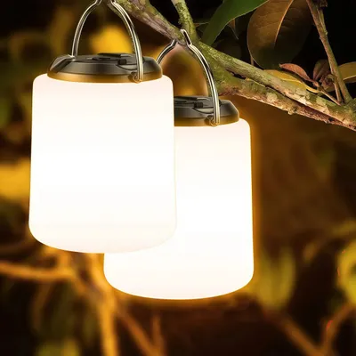 Produktbild von 2er Campinglampe Wiederaufladbar,Camping Laterne,3000K Warmweiß Licht, Helligkeit Einstellbar 3 Lichtmodi, 10+Std.Betriebsdauer Wasserdichte
