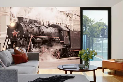 Produktbild von Vlies Fototapete RETRO DAMPFZUG 375 x 250 cm (inkl. Kleister) - Vlies Tapete, Wandtapete, Wandbilder - Tapete für Wohnzimmer Schlafzimmer, Büro, Küche - Montagefertig