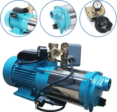 Produktbild von Pompa odśrodkowa 1,3 kW 4000 l / h 93 m wysokości podnoszenia Pompa do wody użytkowej Pompa ogrodowa Pompa do nawadniania Wyłącznik ciśnieniowy z manometrem, koła łopatkowe ze stali nierdzewnej, automatyczny wyłącznik