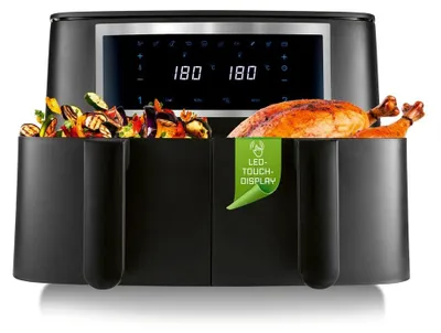 Produktbild von GOURMETmaxx Doppelkammer-Heißluftfritteuse 2 x 4 L - Touch, Timer, 10 Programme