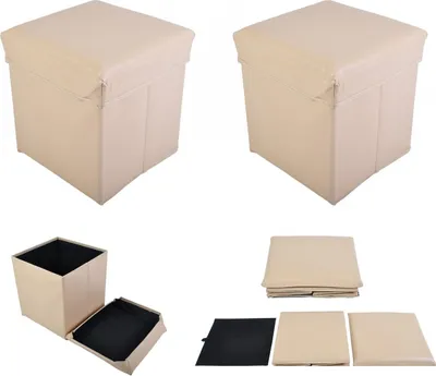 Produktbild von 2x Faltbarer Sitzwürfel Aufbewahrungsbox Sitzhocker Sitzbank Truhe Fußbank Beige