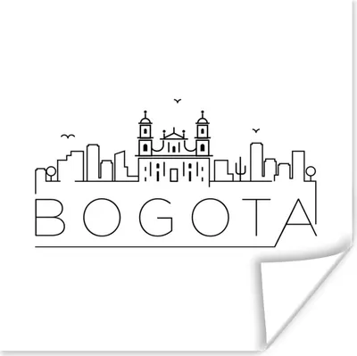 Produktbild von MuchoWow® Poster Skyline "Bogota" schwarz auf weiß 50x50 cm - Wohnzimmerdekoration