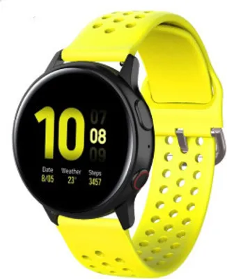 Produktbild von Strap-it Samsung Galaxy Watch Active / Active 2 Silikonarmband mit Löchern (Gelb)