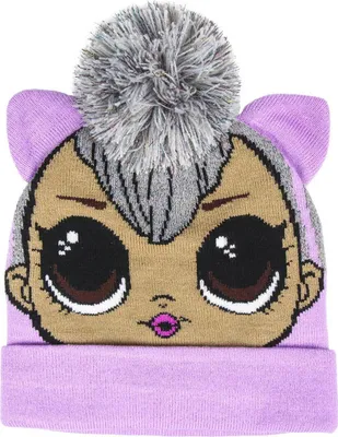 Immagine prodotto di Cappello invernale da bambina LOL Surprise Punk Boi con pompon 593 (taglia unica) (viola/grigio)