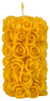 Produktbild von Kerze "Rosenwalze" (klein), hergestellt aus 100% natürlichem Bienenwachs