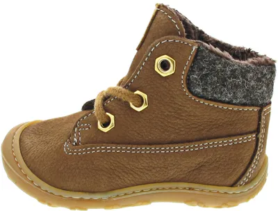 A single brown boot is shown against a white background.