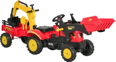 Produktbild von Kinder Trettraktor - Tretfahrzeug - Mit Anhänger und Schaufeln - Ab 3 Jahren - 179×42×59 cm - Rot