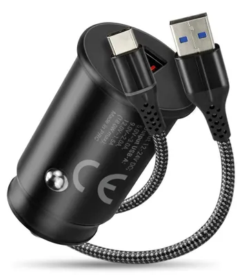 Immagine prodotto di Caricabatterie da auto Everactive CC-15QC con porta USB QC 3.0 da 18 W + cavo USB-C da 1 m
