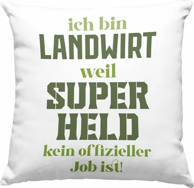 Produktbild von Trendation - Landwirt Geschenk Deko-Kissen mit Füllung 40x40 Landwirtschaft Geschenke für Männer Traktor Spruch  Deko-Kissen mit Füllung 40x40 Superheld (Grün)