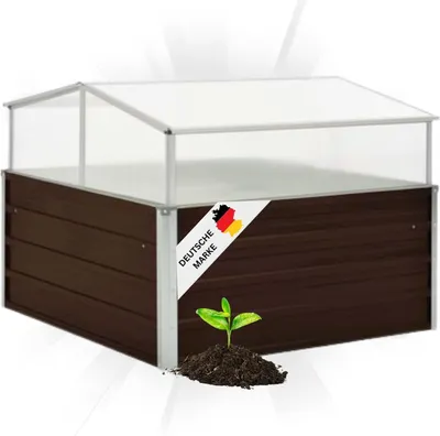 Produktbild von DELUKE® Garten Gewächshaus klein LINA braun | Stahl | HxBxT 85x100x100cm | Treibhaus Tomatenhaus Frühbeet Pflanzenhaus Hochbeet