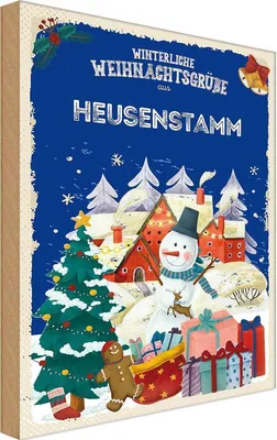 Produktbild von vianmo Holzschild 18x12 cm Weihnachtsgrüße HEUSENSTAMM Weihnachten