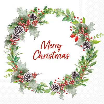 Produktbild von Servietten Papier 33x33cm 3-lagig mit Merry Christmas Motiv 20 Stk.