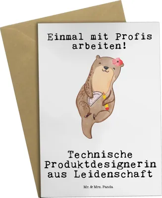 Produktbild von Mr. & Mrs. Panda Glückwunschkarte Technische Produktdesignerin Leidenschaft - Weiß - Geschenk, einladungskarten, hochzeitskarten, weihnachtskarten, glückwunschkarten