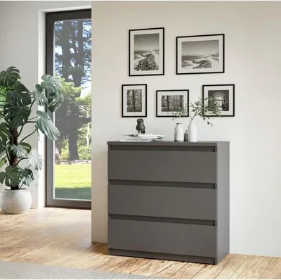 Obrázok produktu pre Komoda CHELSEA, 3 zásuvky, antracitovo sivá, 77,2 x 42,2 x 79,9 cm
