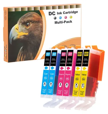 Immagine prodotto di Cartucce compatibili D&C 6X per stampanti Canon PGI-550 XL e CLI-551 XL, adatte ai modelli Canon Pixma MG6650, MG7100, MG7150, MG7550, iP7200, iP7250, MG5400 Series, MG5450, MG5550, MG5650, MG5655, MX725, MX920, iP8750, iX6850, MG6350