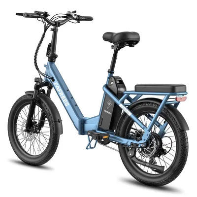 Obrázok produktu pre 20 Ah, 20-palcový mestský skladací elektrobicykel, pedelec s nízkym nástupom, dvojité odpruženie, 7 rýchlostí, v súlade s nemeckými predpismi StVZO, vhodný na mestskú dopravu, z hliníkovej zliatiny, modrý
