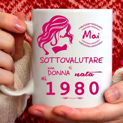 Keramikbecher 1980 Geburtstag Frau 43 Jahre lustig