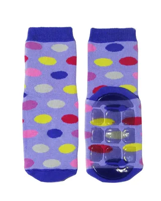 Produktbild von Kinder ABS-Socken aus Baumwolle Bunte Punkte Flieder Größe 23-26