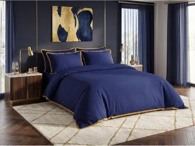 Obrázek produktu pro Povlečení z mikrovlákna LACELLE tmavě modré 70x80 + 140x200