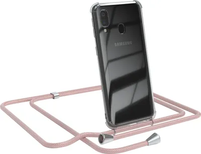 Produktbild von EAZY CASE Handykette kompatibel mit Samsung Galaxy A40, Handyhülle mit Umhängeband, Handykordel, Schutzhülle Clear, Band in Rosa