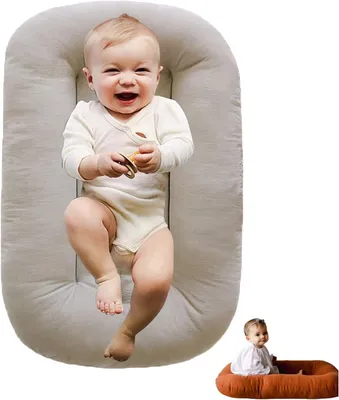 Produktbild von Abnehmbarer Bezug aus Baumwolle für Babywippe für Neugeborene, gepolsterter Bodensitz für Jungen und Mädchen (Aprikose)