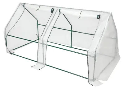 Produktbild von Mini Gewächshaus - Pflanzzelt für Anzucht - PE-Abdeckung - Eisenrahmen - Wasserdicht und rostbeständig - Rollfenster - Für Garten und Balkon - Grün/Weiß